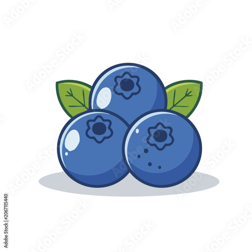 Flat Design Blueberries with Leaves