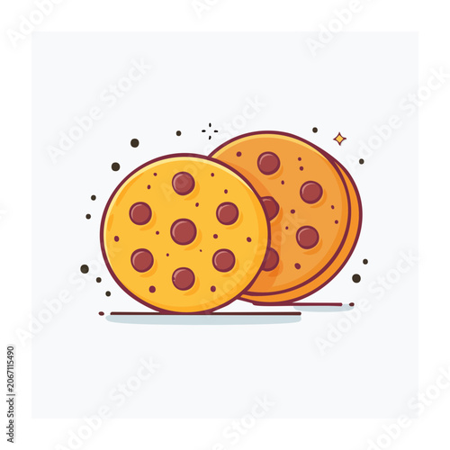 Flat Design Illustration of Pepperoni Pizza Slices