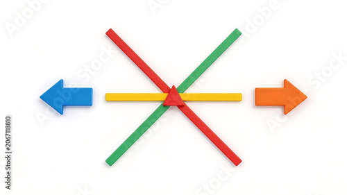 Colorful arrows and lines on white background emphasizing fluid motion and vibrant color palettes