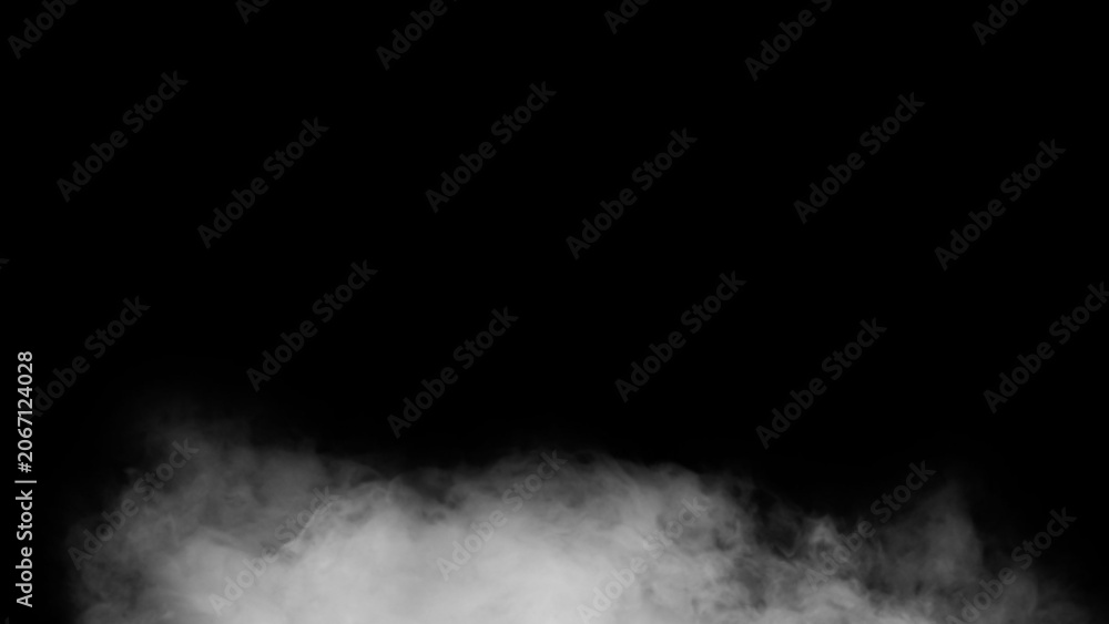 Fototapeta premium White smoke or fog isolated on black background with large copy space.