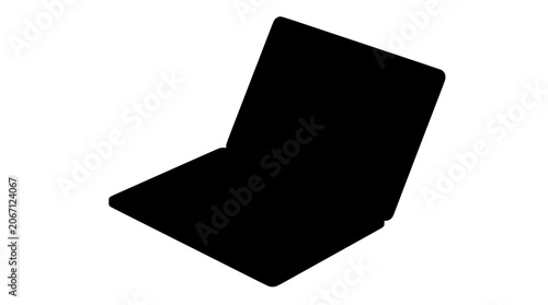 Silhouette of a laptop computer on a in a modern setting