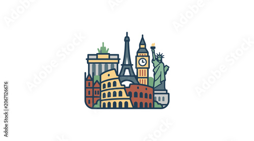 icon of famous landmarks around the world