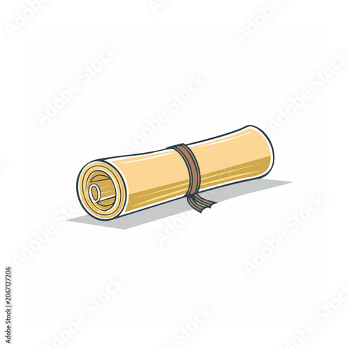 Rolled parchment scroll with ribbon illustration