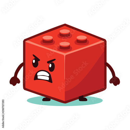 Angry Red Lego Block Character Illustration