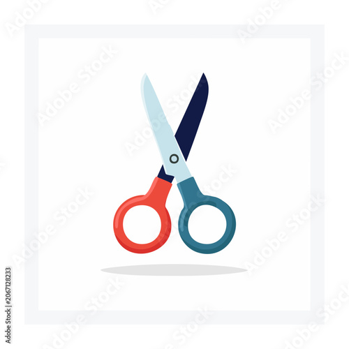 Flat design scissors icon on white background