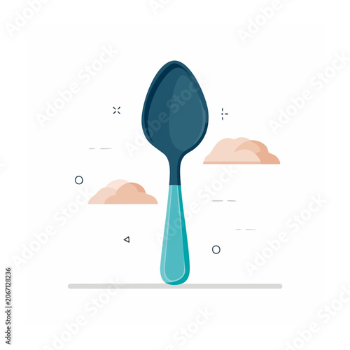 Flat design spoon illustration with teal and peach colors
