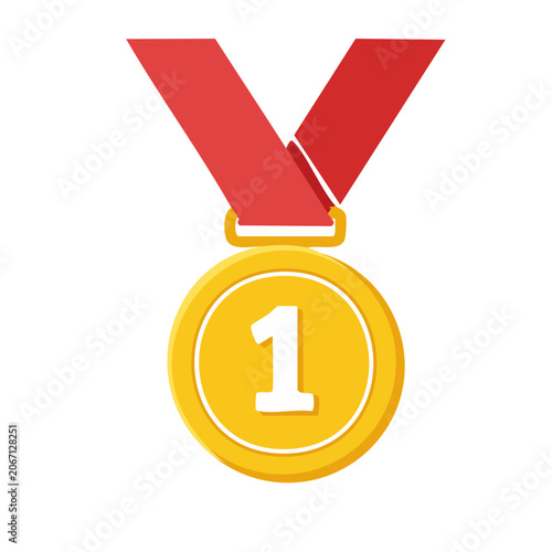 Gold Medal with Red Ribbon and Number One