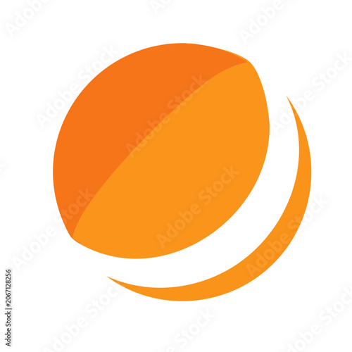 Minimalist orange sphere with curved line icon