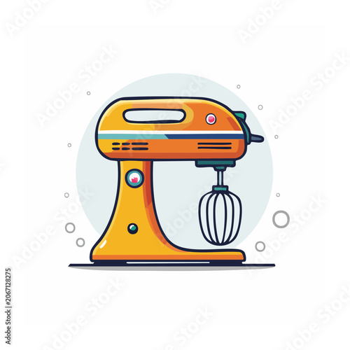 Orange Electric Mixer with Whisk Attachment