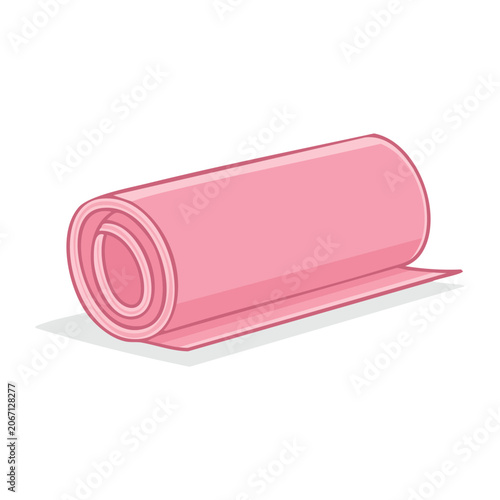 Pink rolled yoga mat illustration
