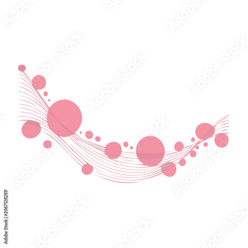 Pink abstract circles and flowing lines illustration