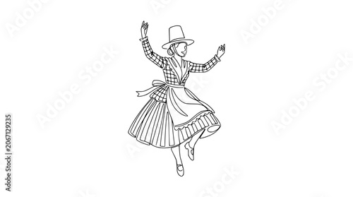 Fotografía Welsh Folk Dancer in Traditional Costume Performing