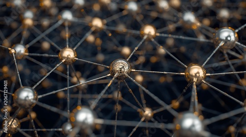Abstract Network of Connected Spheres and Lines.