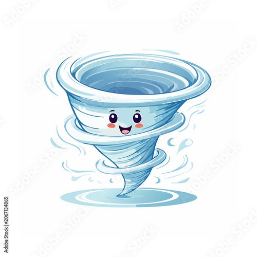 Cute cartoon tornado with smiling face