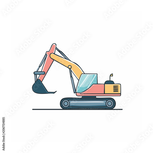 Flat Design Excavator Illustration