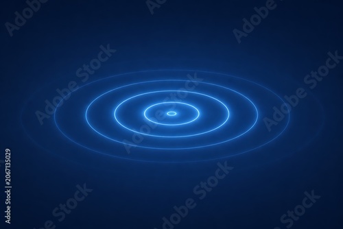 Abstract blue background with glowing concentric circles ripple effect