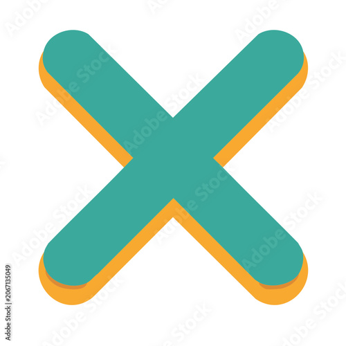 Teal and orange X symbol icon