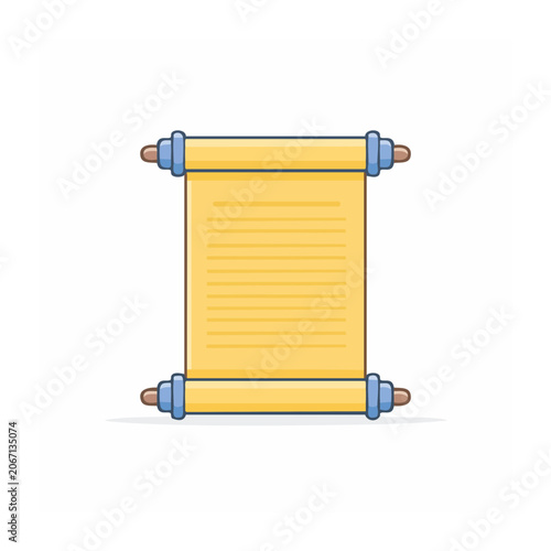 Ancient Scroll with Blue Handles Illustration