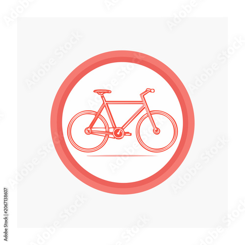 Red bicycle icon in flat design