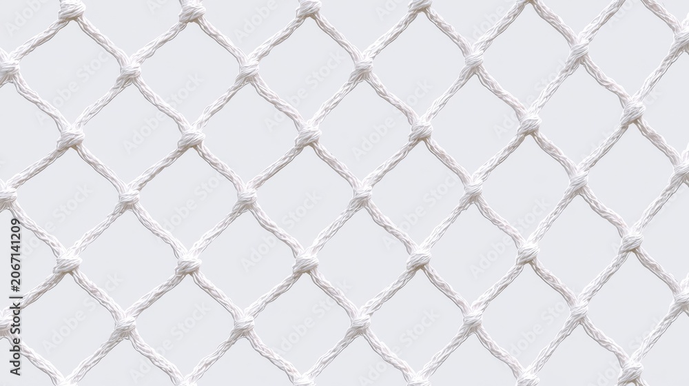 Fototapeta premium Close-up Abstract View of White Knotted Rope Net Pattern