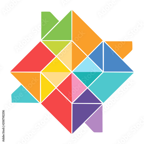 Colorful Geometric Tangram Pattern