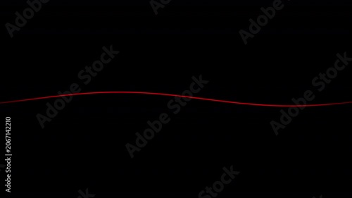 Thin Red Curved Line Gliding Wave Motion Looping Animation on Transparent Background