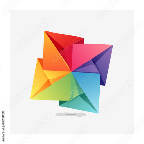 Colorful origami paper planes in flat design