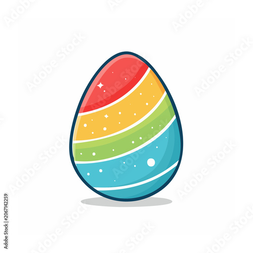 Colorful striped Easter egg illustration
