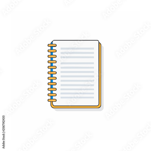 Flat design spiral notebook icon with transparent background