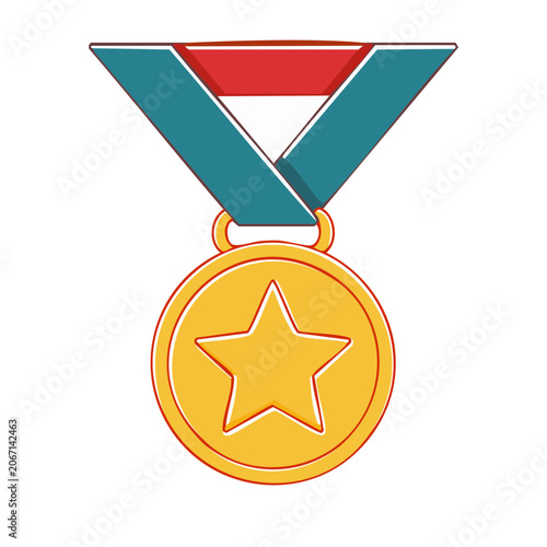 Gold Medal with Star and Tri-Color Ribbon