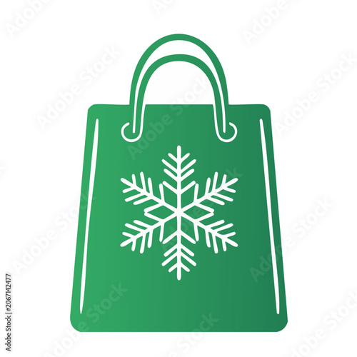 Green shopping bag with snowflake icon