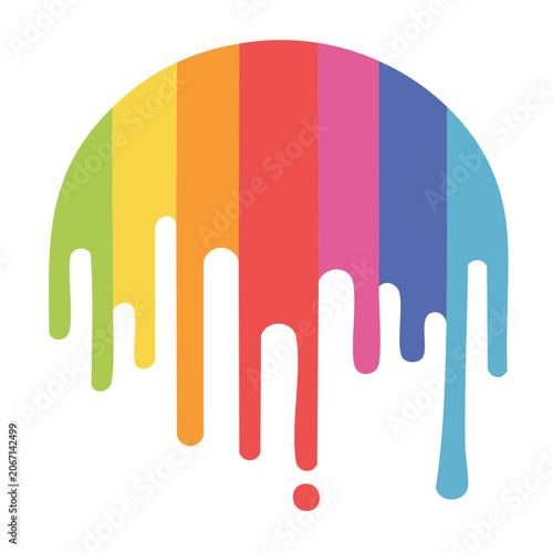 Rainbow paint drip icon with transparent background