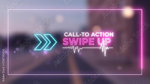 Neon Swipe Up Call to Action with Pulse Wave Graphic