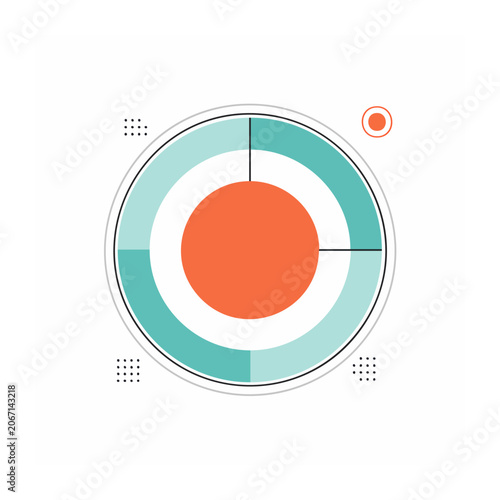 Flat design circular gauge icon with teal and orange segments