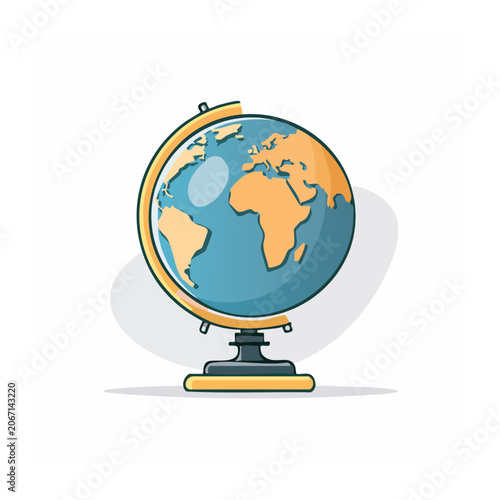 Flat design globe illustration on stand