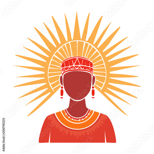 Flat design illustration of native headdress with sunburst