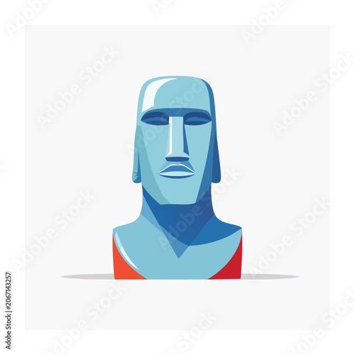 Flat Design Moai Statue Head Illustration