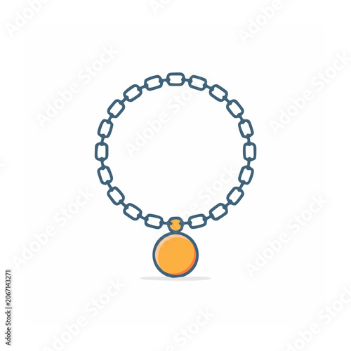 Flat design necklace with orange pendant icon