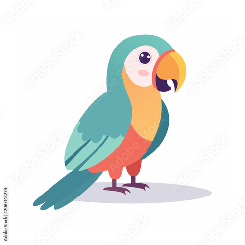 Flat Design Illustration of a Colorful Parrot