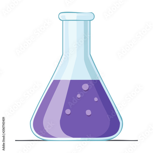 Purple Liquid in Conical Flask Illustration