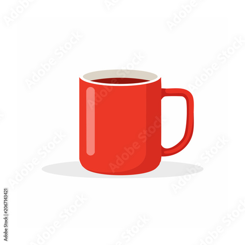 Red coffee mug with handle illustration