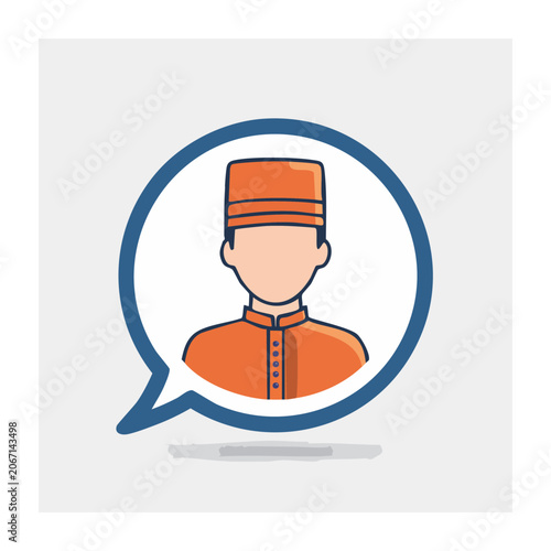 Bellhop icon in flat design with speech bubble