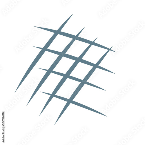 Stylized, grid-like pattern composed with curved grey lines
