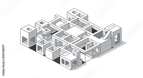 Abstract Architectural Model with Geometric Forms.