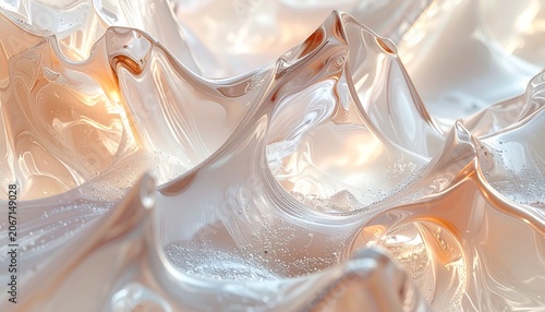 Iridescent Fluid Waves Abstract Background with Soft Pastel Hues.