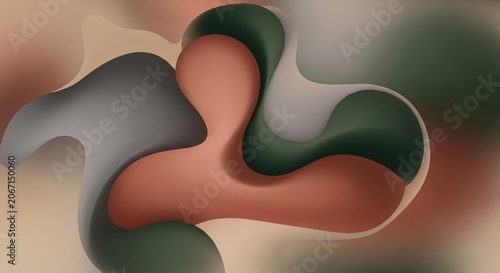 Smooth Flowing Abstract Composition with Intertwining Organic Shapes and Earthy Colors
