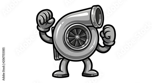 Cartoon Turbocharger Character Illustration.