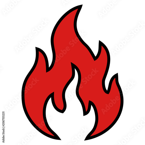 Flaming Fire Icon Isolated on White Background Minimalist Vector Illustration
