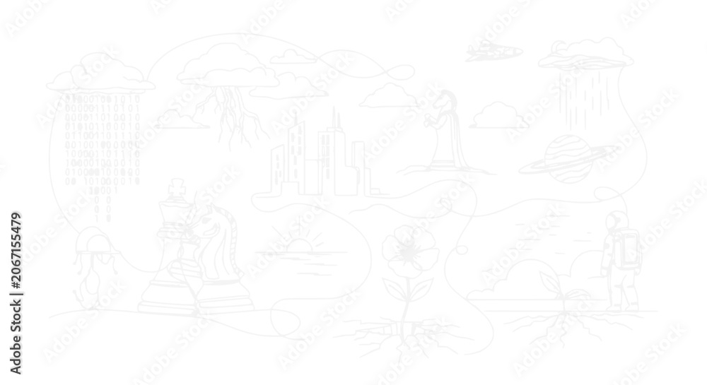 Fototapeta premium Abstract Line Art: Conceptual Journey of Growth, Weather, and Connection