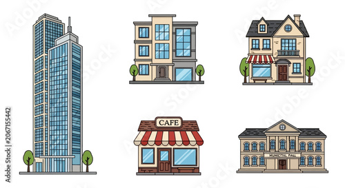 Buildings and store fronts.